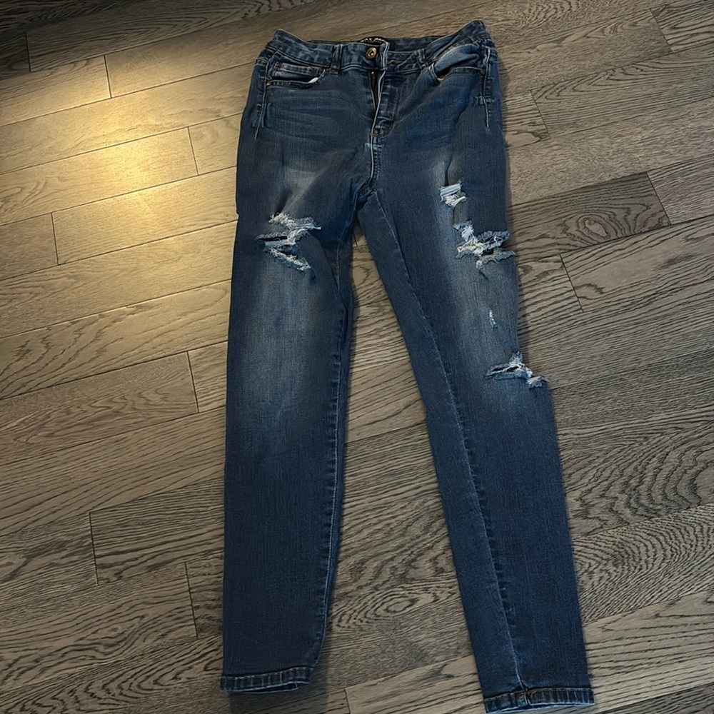Wax distressed skinny jeans  Sz 7 - Picture 4 of 15